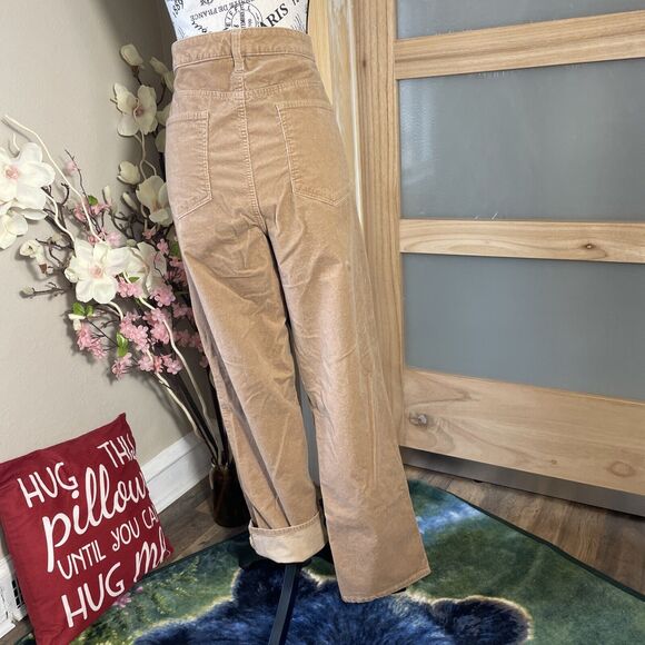 Talbots Womens Straight Leg Corduroy Pants 16 Brown High Waist Stretch Preppy - Picture 5 of 8